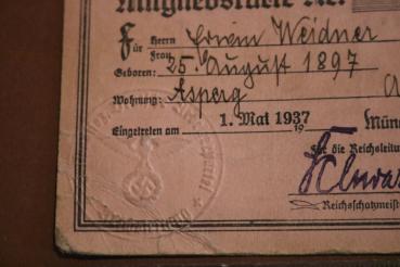 Preview: alte Mitgliedskarte NSDAP Nr. 4694059  München 1937